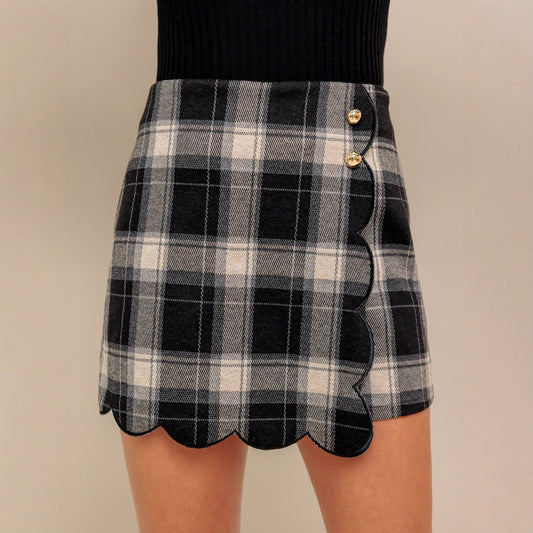 Black White Lattice Pattern Shorts Vintage Skirt