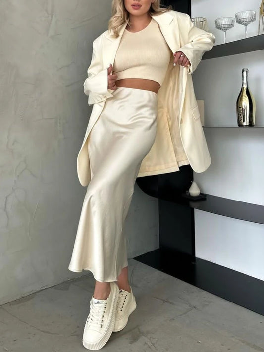 Chantal Satin Midi Skirt