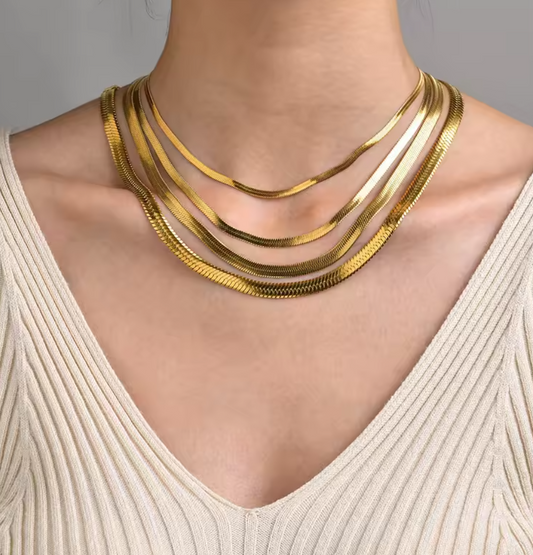 Flat Snake Chain Choker Necklace For Women