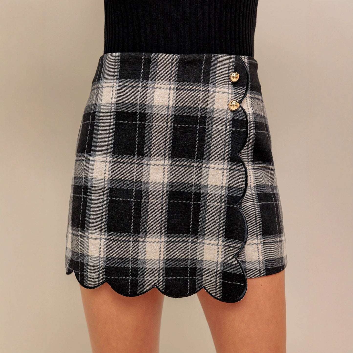 Black White Lattice Pattern Shorts Vintage Skirt