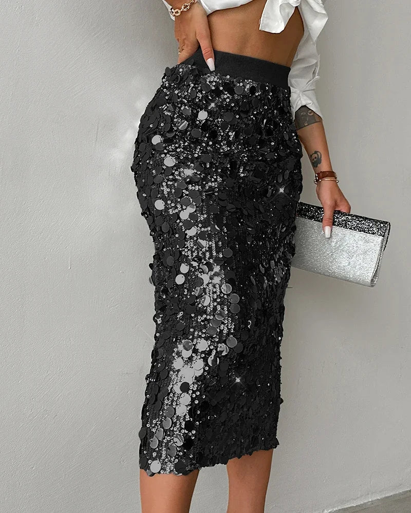 Sylvie Sequin Midi Skirt