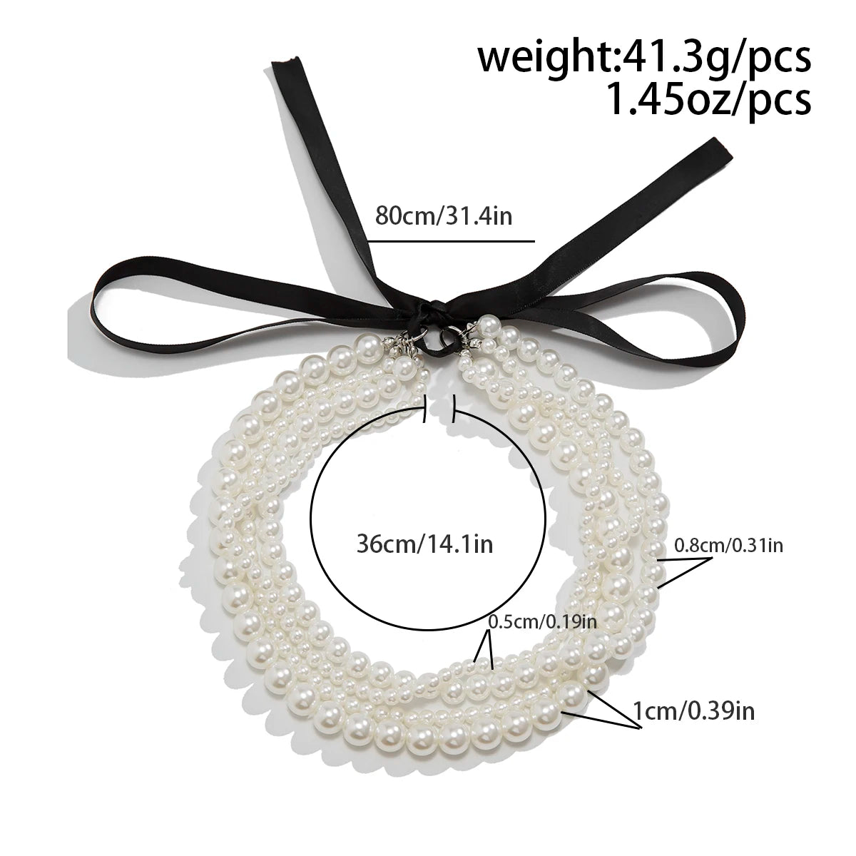 Black Bow Pearl Necklace