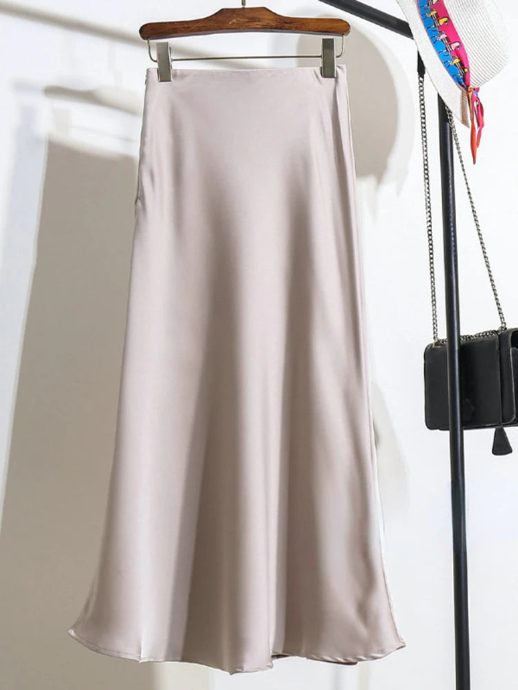 Chantal Satin Midi Skirt