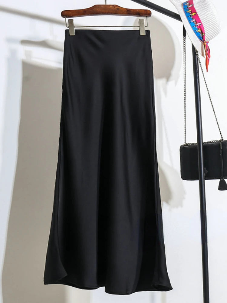 Chantal Satin Midi Skirt