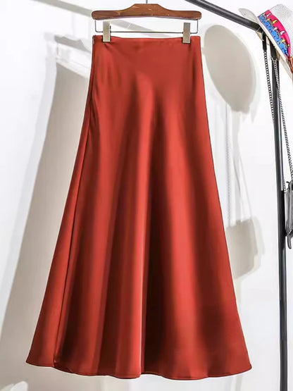 Chantal Satin Midi Skirt