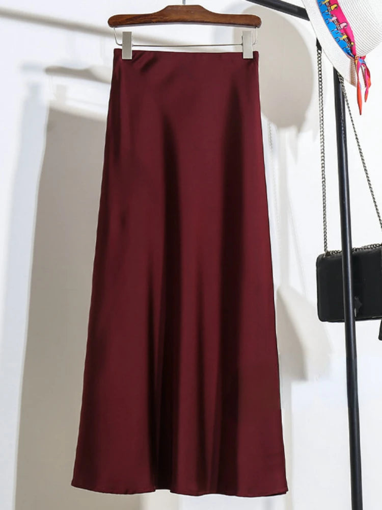 Chantal Satin Midi Skirt