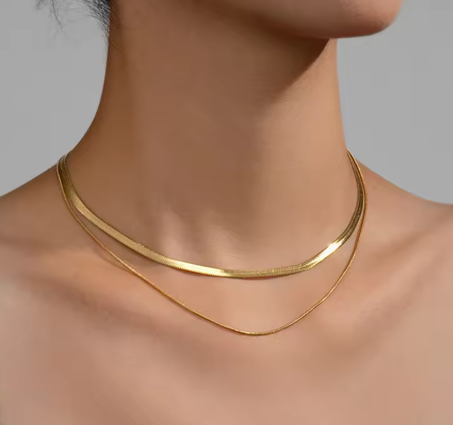 Flat Snake Chain Choker Necklace For Women