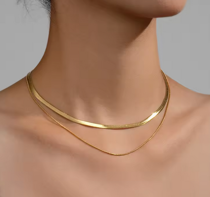 Flat Snake Chain Choker Necklace For Women