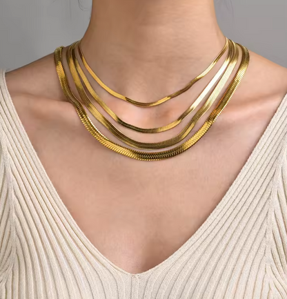 Flat Snake Chain Choker Necklace For Women