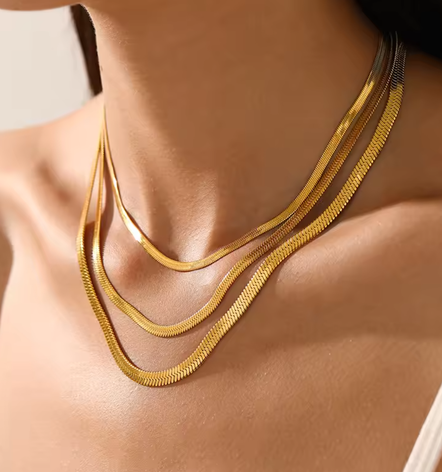Flat Snake Chain Choker Necklace For Women