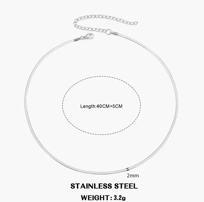 Flat Snake Chain Choker Necklace For Women