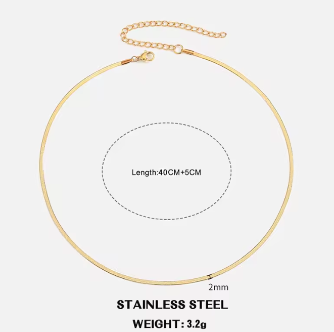 Flat Snake Chain Choker Necklace For Women