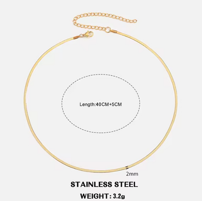 Flat Snake Chain Choker Necklace For Women