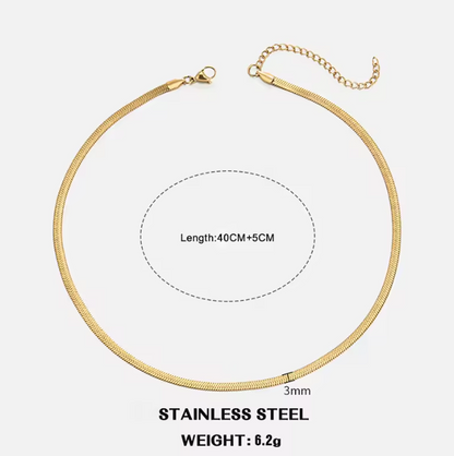 Flat Snake Chain Choker Necklace For Women