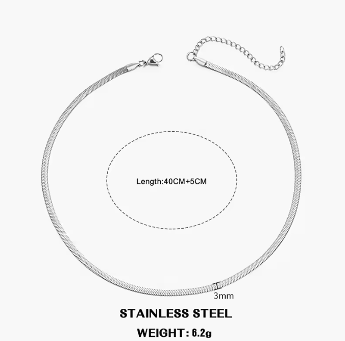 Flat Snake Chain Choker Necklace For Women